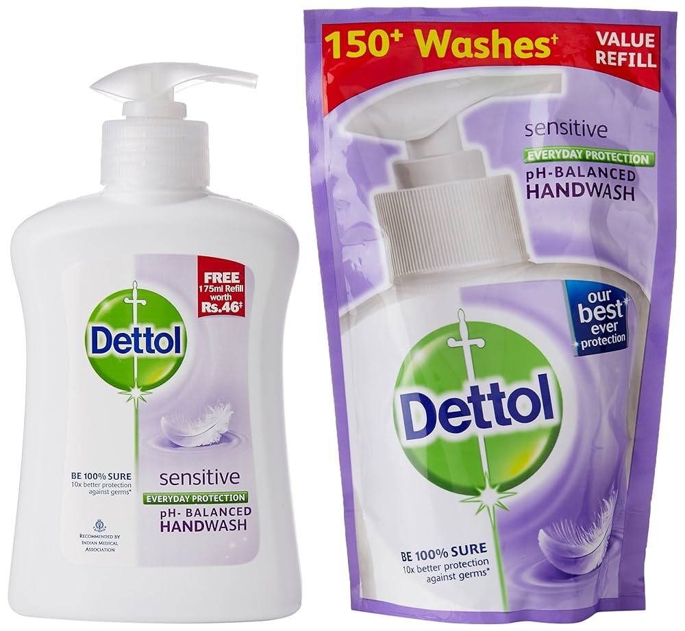 DETTOL LIQUID SENSITIVE HAND WASH 200 ML PUMP+175 ML POUCH FREE
