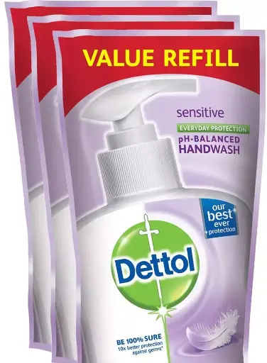 DETTOL LIQUID SENSITIVE HAND WASH 175 ML POUCH PACK OF-3